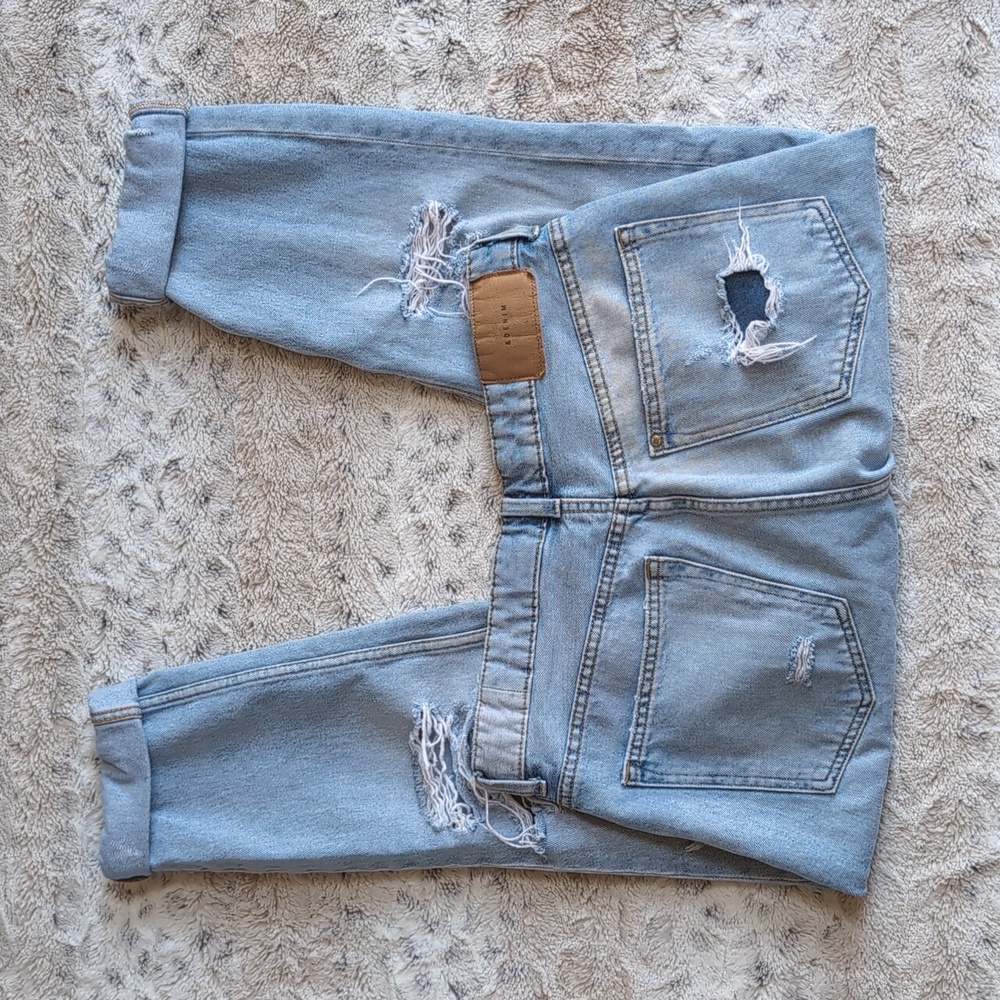 & Denim Boyfriend Low Waist Destructed Jeans - Picture 4 of 6